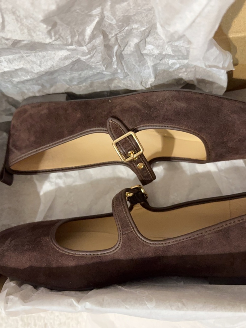 Coach Women's Brown Suede Mary Jane Flats - Picture 4 of 6